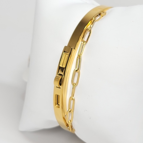 NEW 18K Gold Stainless Steel with Chain Bracelet - Picture 10 of 13